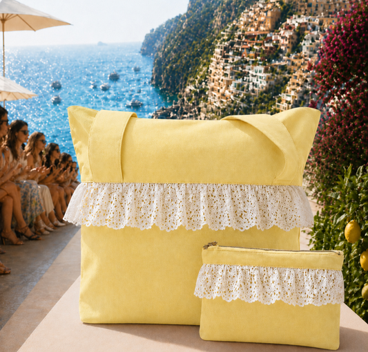 Collezione Mare in Tessuto WaterProof in Pizzo San Gallo Giallo