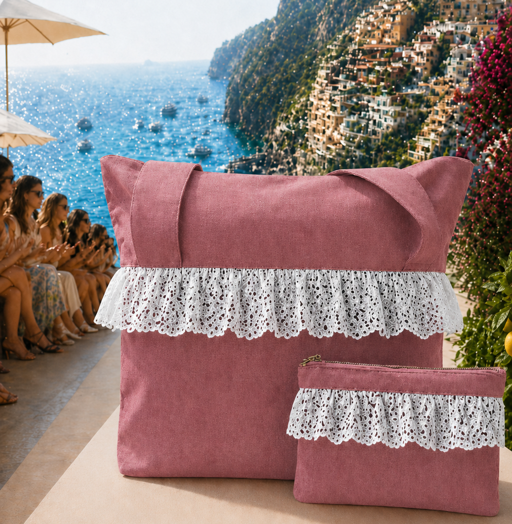 Collezione Mare in Tessuto WaterProof in Pizzo San Gallo Cipria