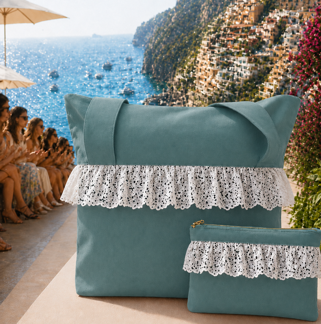 Collezione Mare in Tessuto WaterProof in Pizzo San Gallo Acqua Marina