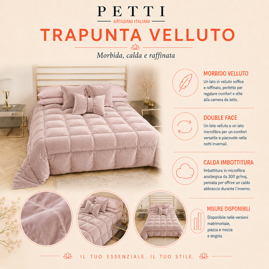 Trapunta, Trapunta Invernale Double Face in Morbido e Caldo Velluto Panna