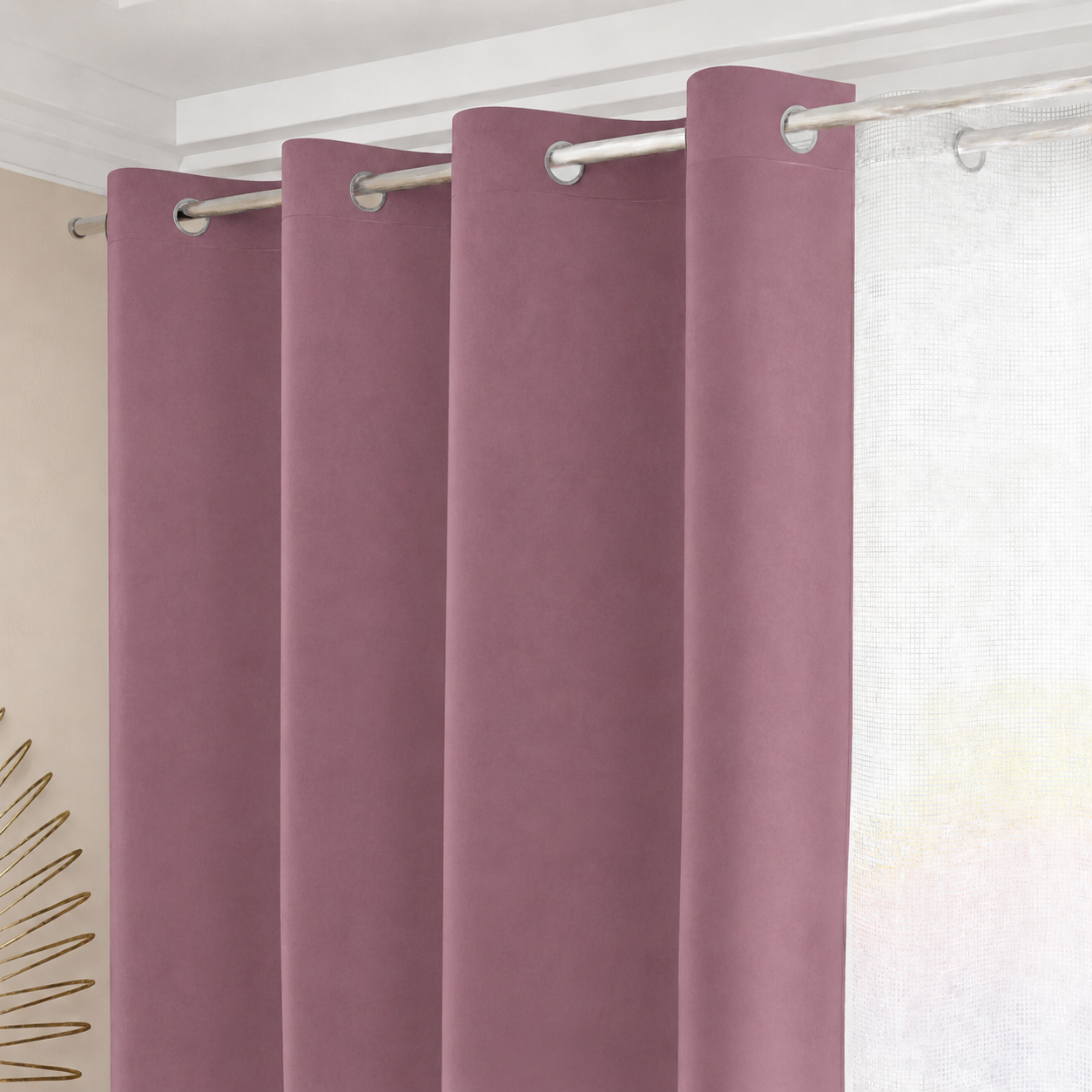 Tenda a Pannello in Velluto per Interni con Anelli, 140x280 cm Cipolla.