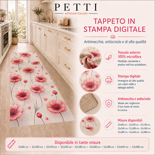 Tappeto Cucina Antiscivolo Passatoia Cucina lavabile, Floreale-06