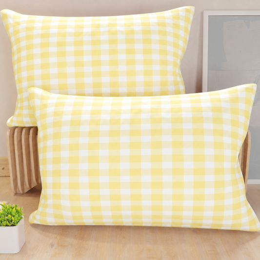 Federe, Federe Cuscini in Stampa Digitale, A Quadretti Giallo.