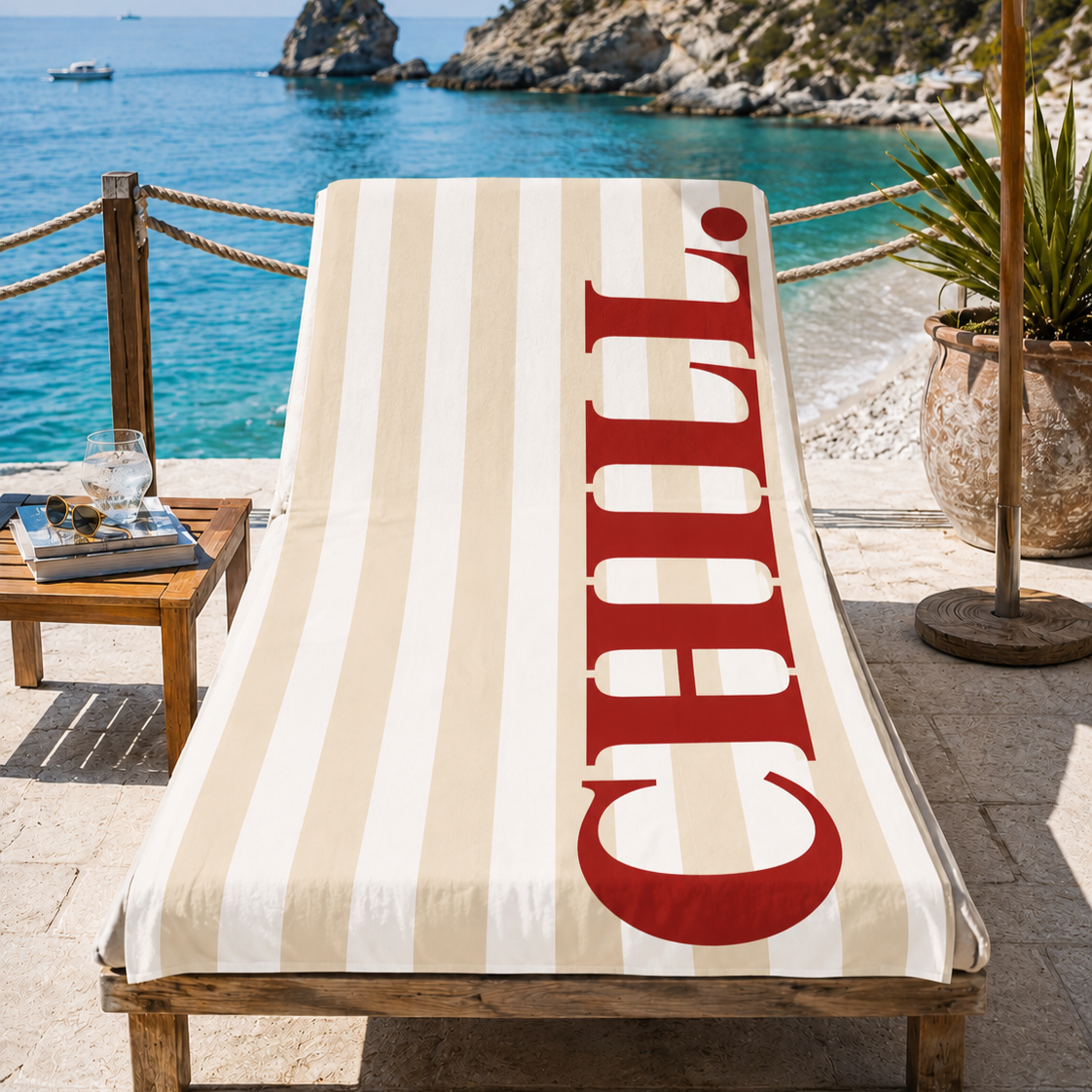 Telo Mare Microfibra, Asciugamano Mare, Telo per Lettino Bella Napoli Chill