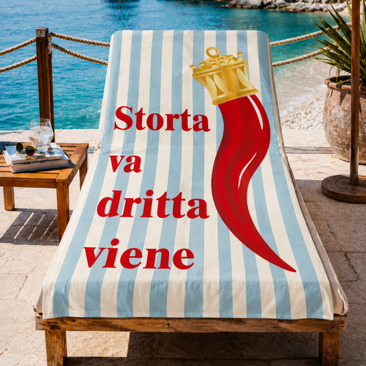 Telo Mare Microfibra, Asciugamano Mare, Telo per Lettino Bella Napoli Corniciello