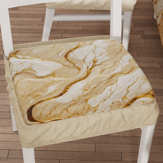 Coprisedia con Elastico Effetto Marmo Beige | Set 2 o 6 Pz | PETTI