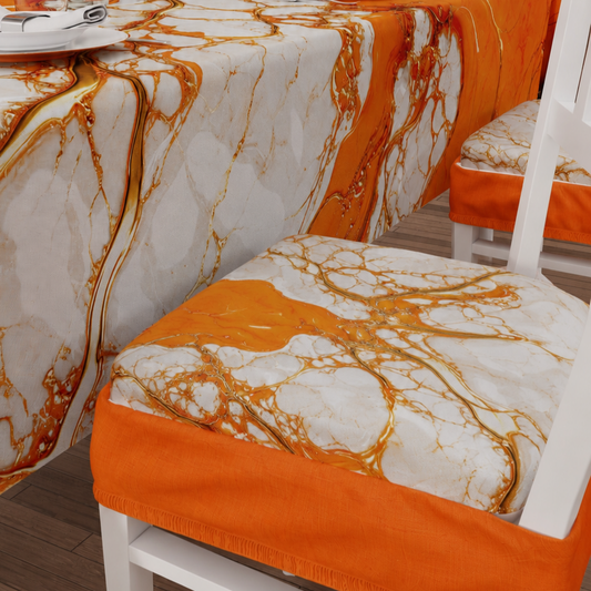 Coprisedia con Elastico Effetto Marmo Arancione | Set 2 o 6 Pz | PETTI