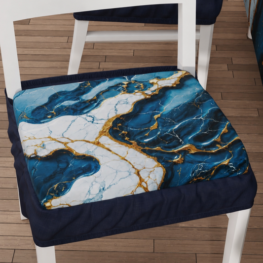 Coprisedia con Elastico Effetto Marmo Blu Oceano | Set 2 o 6 Pz | PETTI