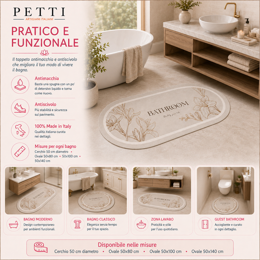 Tappeto Bagno Stampa Digitale Forma Ovale Palm 05