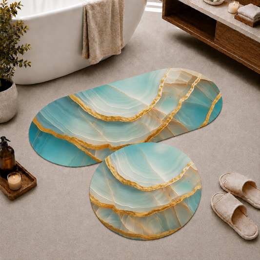 Tappeto Bagno Stampa Digitale Forma Ovale Quarz Tiffany