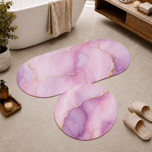 Tappeto Bagno Stampa Digitale Forma Ovale Quarz Rosa