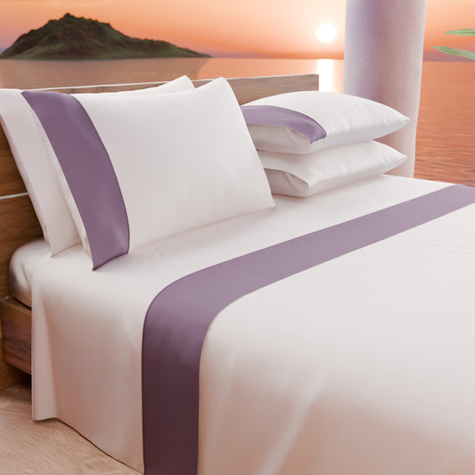 Draps unis en satin de coton avec queue de rat rose poudré