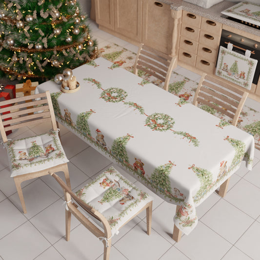 Tovaglia Natalizia, Tovaglia da tavola Antimacchia, Copritavolo da Cucina Xmas Bears
