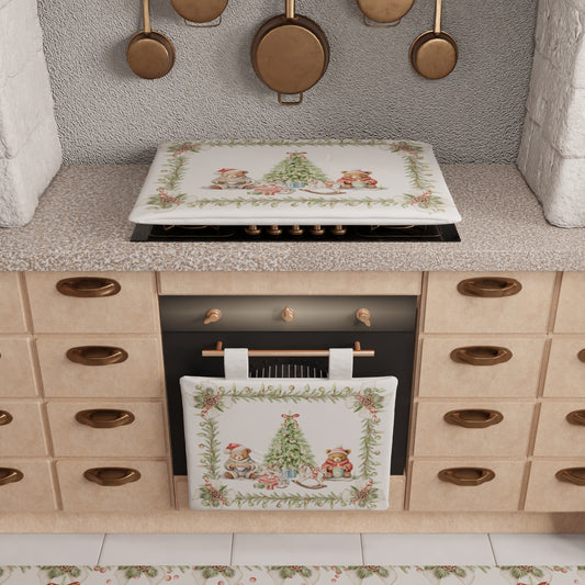 Housse de Cuisinière de Noël Housse de Feu Cuisine en Impression Numérique Xmas Bears