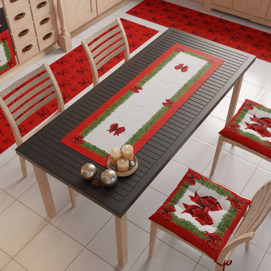 Chemin de table de Noël, chemin de table de Noël, nappe chemin de table de Noël, chemin de table de cuisine Noeud Rouge