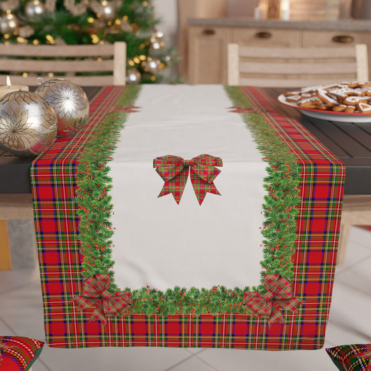 Chemin de table de Noël, chemin de table de Noël, nappe chemin de table de Noël, chemin de table de cuisine Noeud Tartan, motif écossais