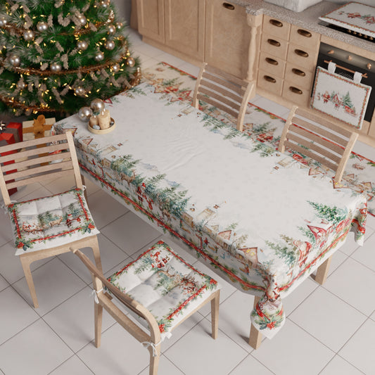Tovaglia Natalizia, Tovaglia da tavola Antimacchia, Copritavolo da Cucina Xmas Santa's Land