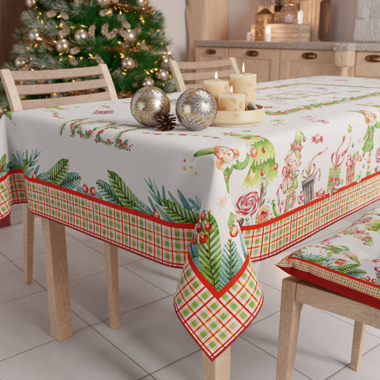 Tovaglia Natalizia, Tovaglia da tavola Antimacchia, Copritavolo da Cucina Noel