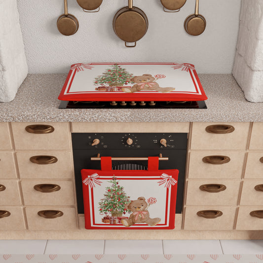 Copriforno Natalizio per Cucina in Stampa Digitale Orsetto