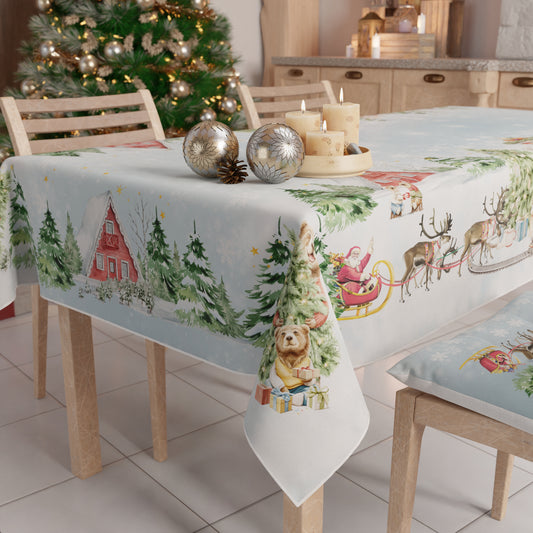 Tovaglia Natalizia, Tovaglia da tavola Antimacchia, Copritavolo da Cucina Snow