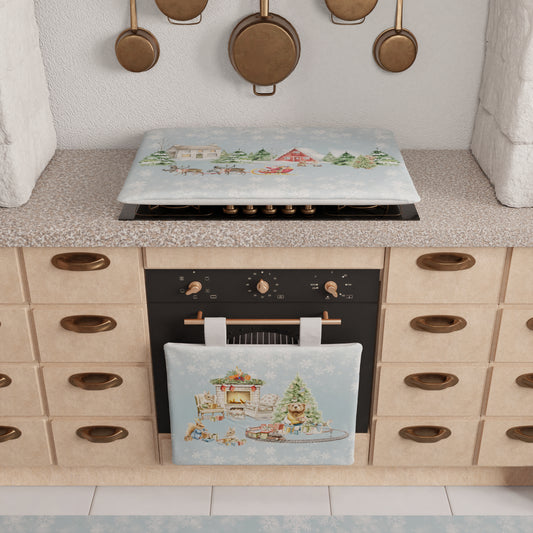 Housse de plaque de cuisson de Noël pour cuisine en impression numérique Neige