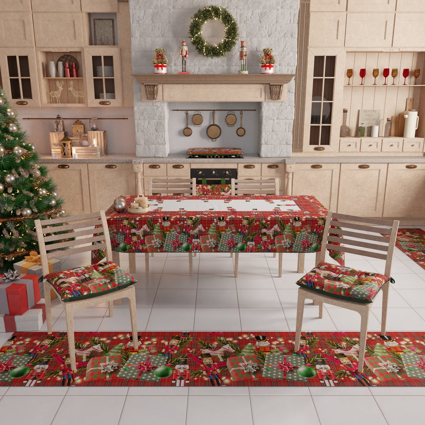 Nappe de Noël, Nappe de table anti-taches, Protège-table de cuisine Soldats de plomb