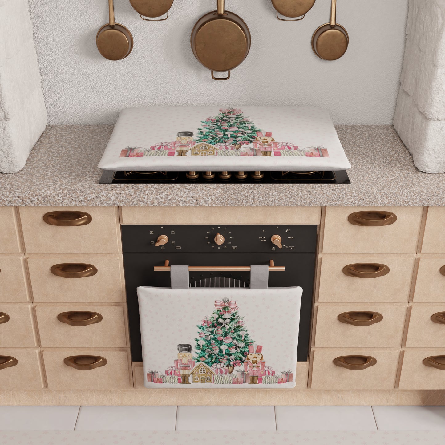 Housse de four de Noël pour cuisine en impression numérique Soldats de plomb roses