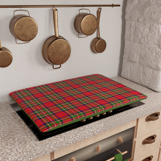 Housse de plaque de cuisson de Noël Housse de protection de feu de cuisine en impression numérique Tartan, motif écossais