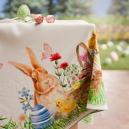 Tovaglia Pasquale da Tavola Antimacchia, Copritavolo Pasqua da Cucina Bunny