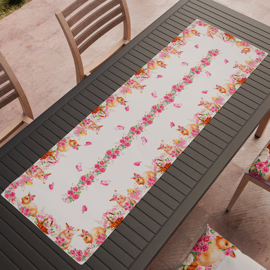 Runner Tavola Pasqua, Tovaglia Runner Pasqua, Runner Cucina Pink Bunny
