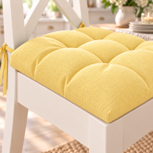 Coussins pour Chaises Housse de Chaise Shabby Chic Uni Jaune