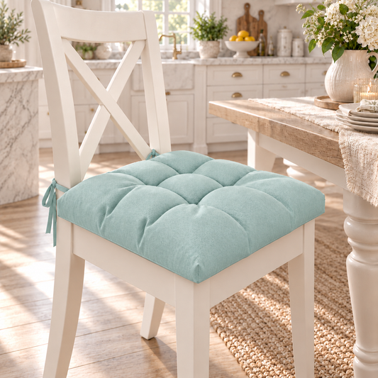Coussins pour chaises Housse de chaise Shabby Chic uni vert d'eau