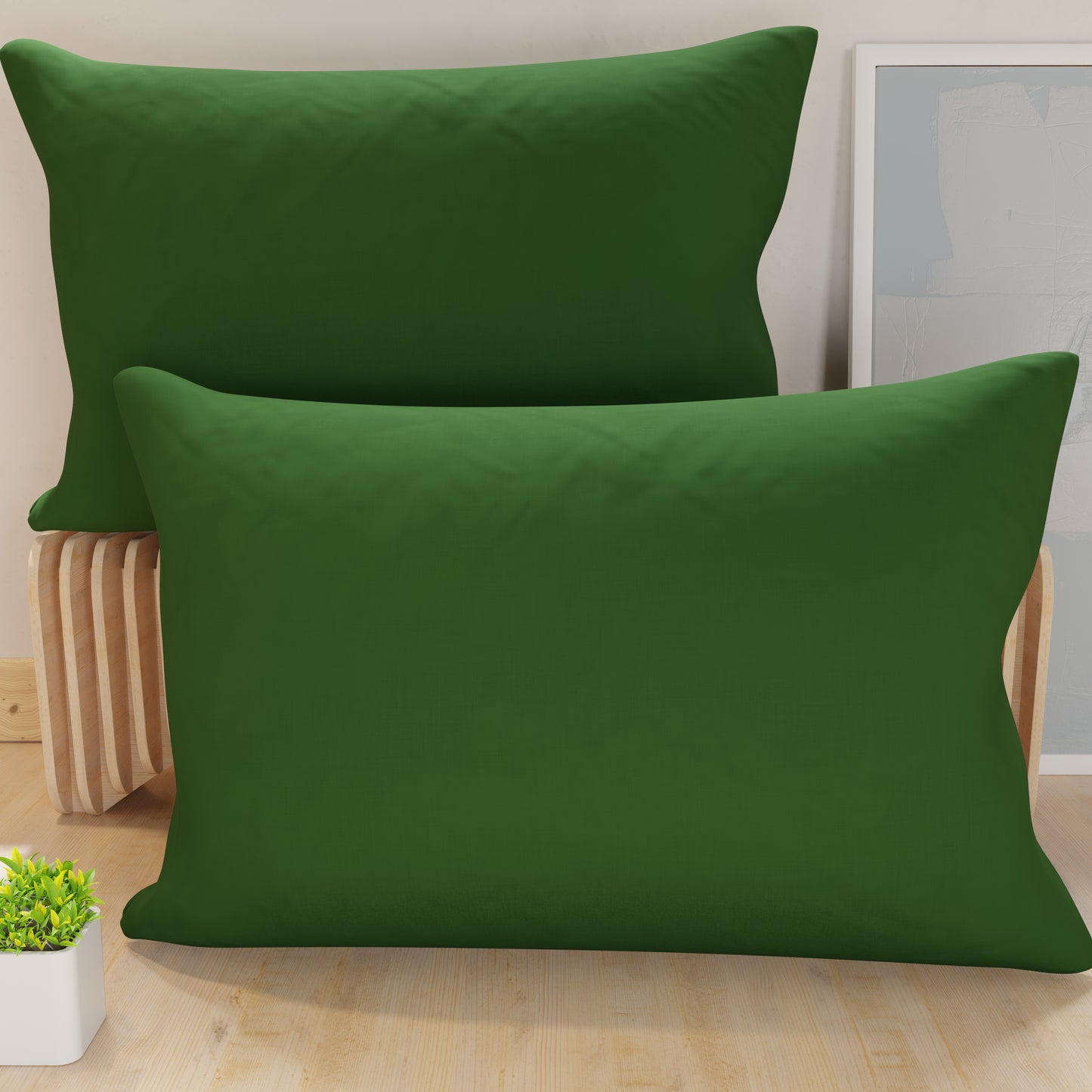 Taies d'oreiller, Paire de taies, Housses de coussin, 100% Microfibre Antiallergique Vert Olive