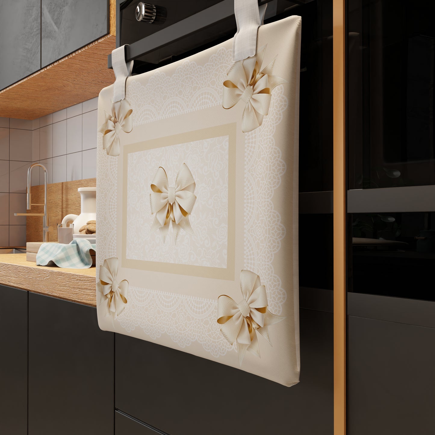 Housse de four pour cuisine en impression numérique Noeud beige 1 pièce 45x55cm