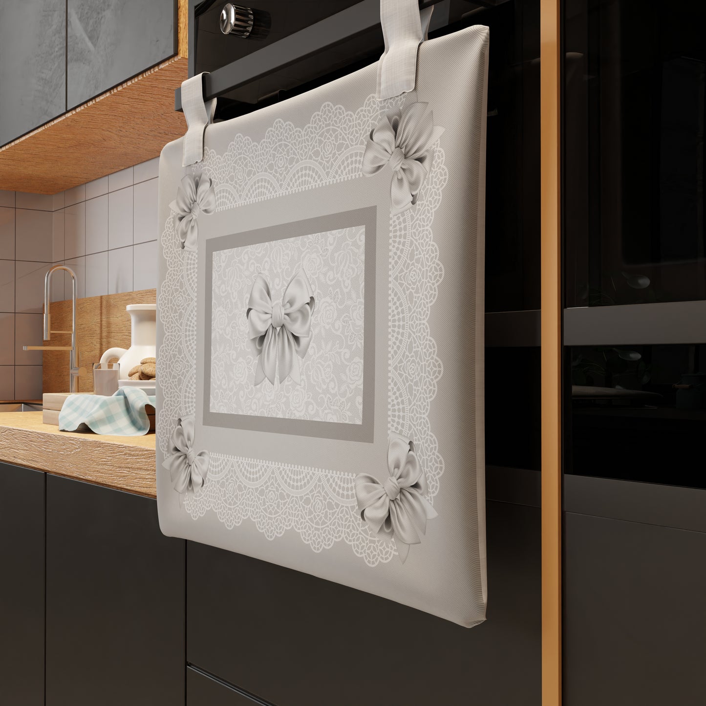 Housse de Four pour Cuisine en Impression Numérique Noeud Gris 1pz 45x55cm