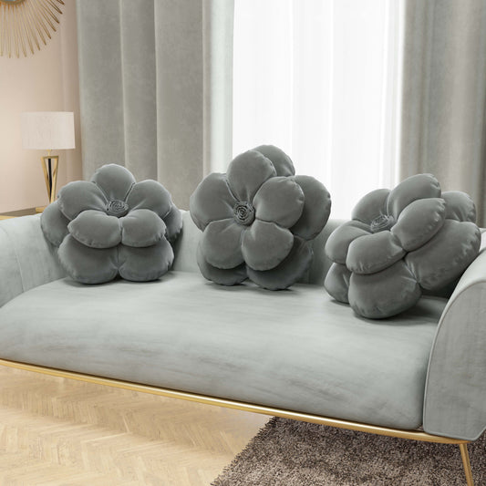 Cuscino Arredo Fiore Grigio Scuro