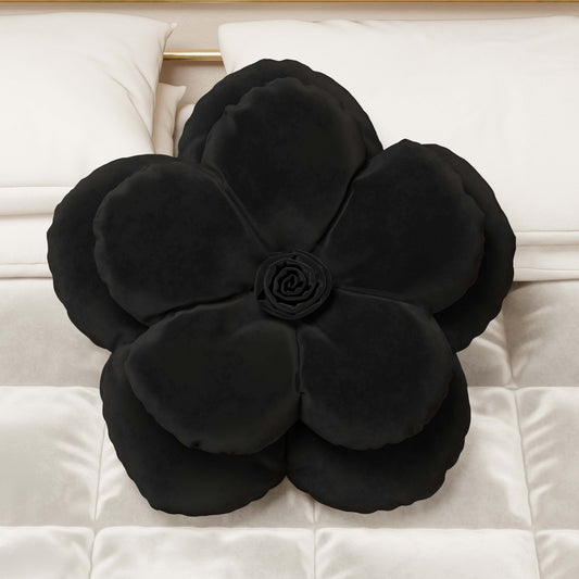 Cuscino Arredo Fiore Nero
