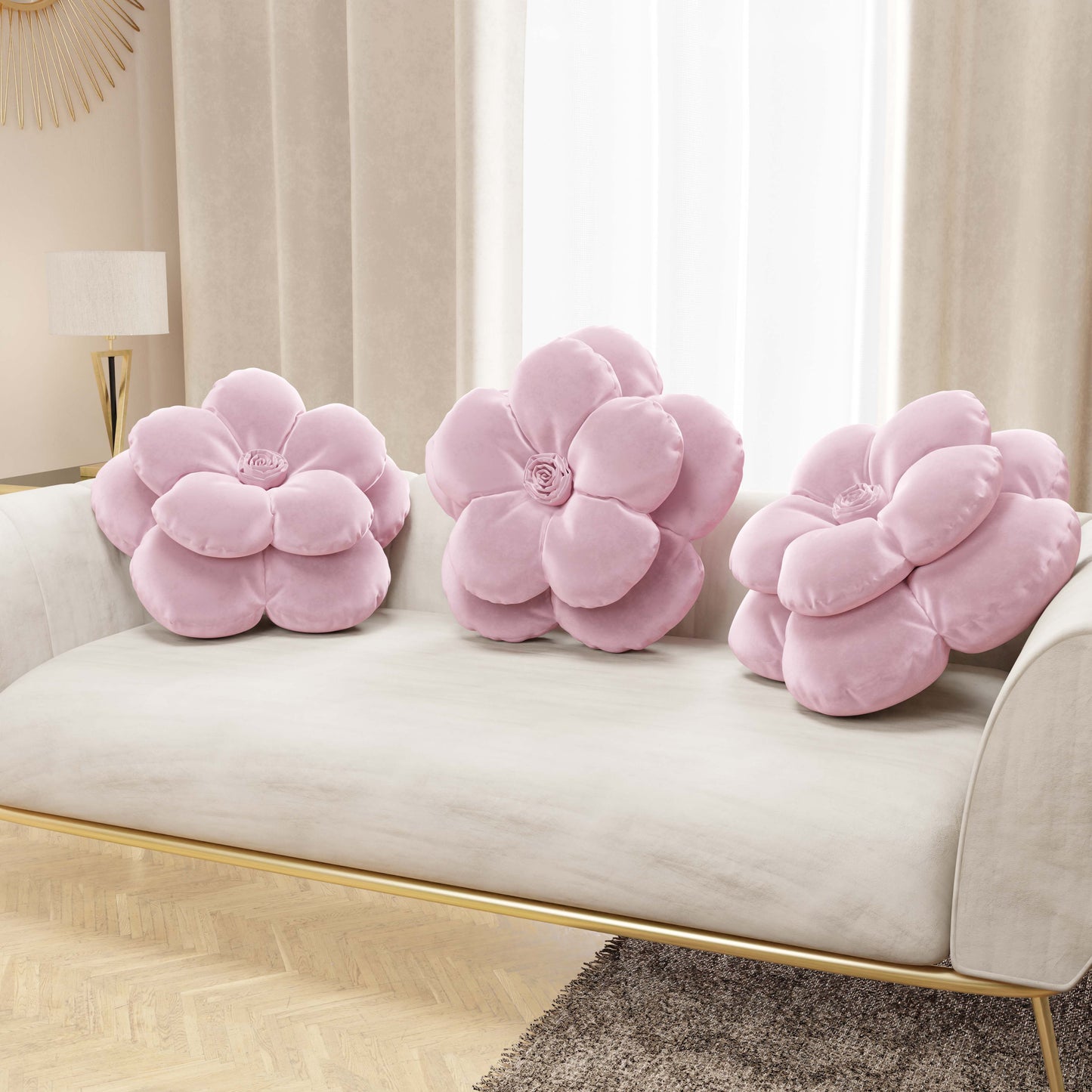 Coussin décoratif fleur rose
