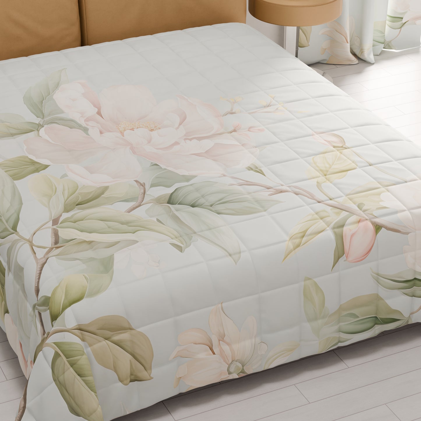 Couvre-lit matelassé printanier et automnal à impression numérique florale F172