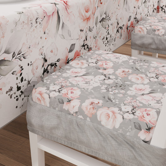 Coprisedia con Elastico Floreale-17 Grigio Scuro | Stampa 4K | 2 o 6 Pz