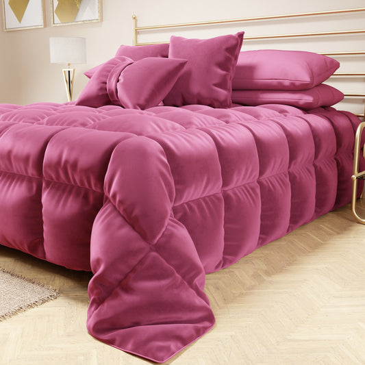 Trapunta, Trapunta Invernale Double Face in Morbido e Caldo Velluto Fucsia