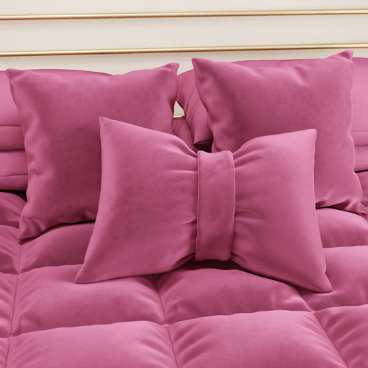 Cuscino Arredo Fiocco in Velluto 40x50 cm, Cuscino divano Fucsia