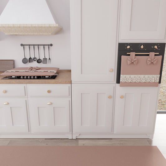 Coprifornello Coprifuochi Shabby Chic con Pizzo e Fiocco Cipria