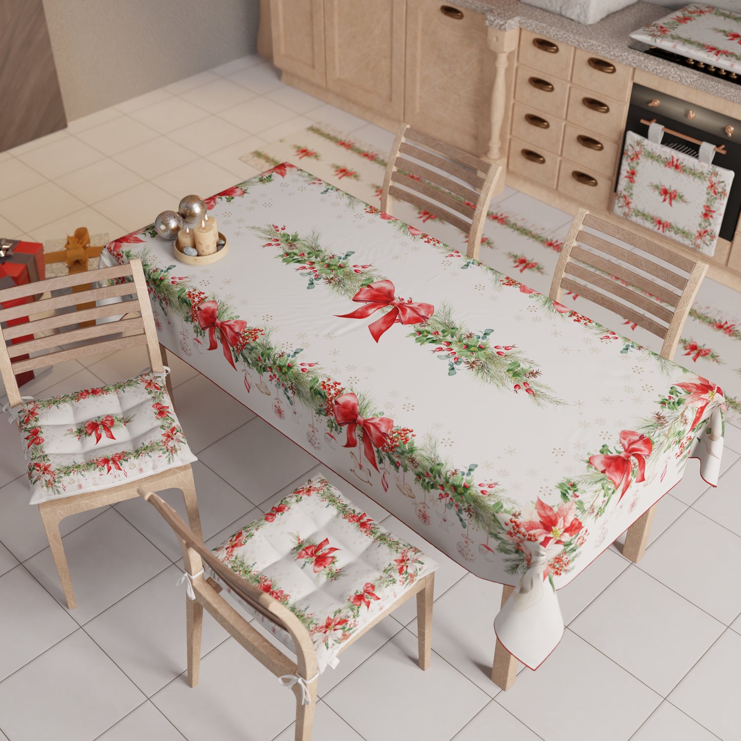 Coussins de chaise de Noël, Housses de chaise de Noël 6 pièces Guirlande de Noël