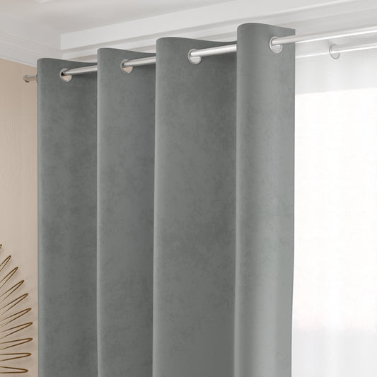 Tenda a Pannello in Velluto per Interni con Anelli, 140x280 cm, Grigio Scuro