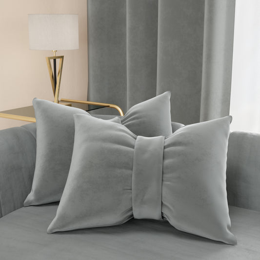 Cuscino Arredo Fiocco Velluto Grigio Scuro 40x50 cm Made in Italy | PETTI
