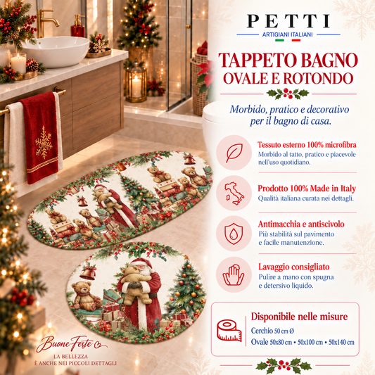 Tappeto Bagno Stampa Digitale Natalizio Forma Ovale Sweet Santa