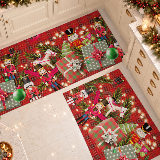 Non-slip Christmas Kitchen Rug, Christmas Runner, Washable Kitchen, Toy Soldiers