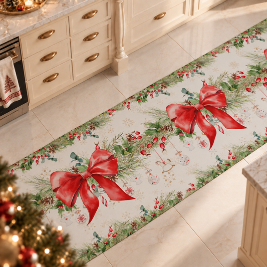 Tappeto Cucina Natalizio Antiscivolo Passatoia Natalizia Cucina lavabile Ghirlanda Natale