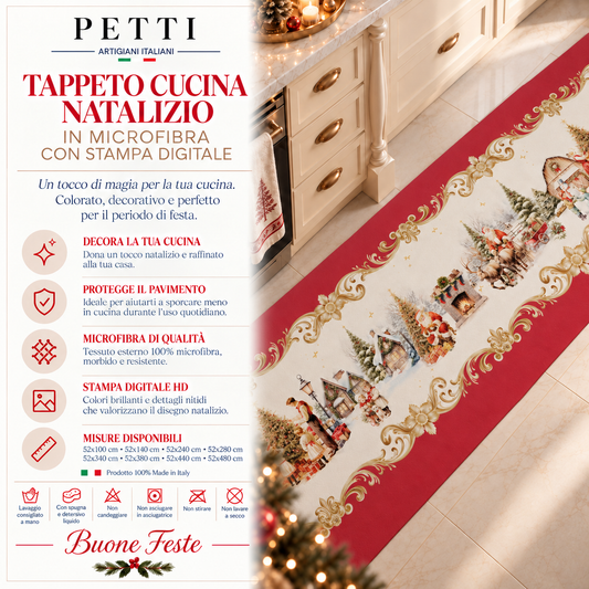 Tappeto Cucina Natalizio Antiscivolo Passatoia Natalizia Cucina lavabile Vintage Xmas